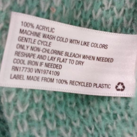2020 Wild Fable Houndstooth Whiskers Mint Green Chunky Cardigan Balloon Sleeves - Picture 8 of 11